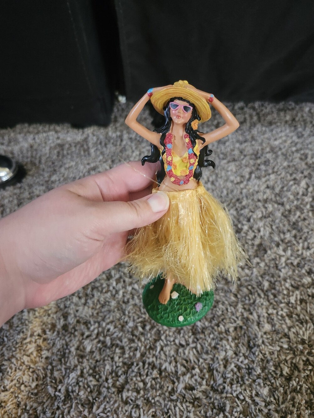 Yellow Hula Dancer Figurine - Decorative Home Accent